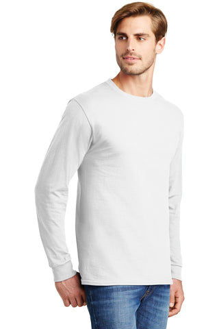 Hanes Authentic 100% Cotton Long Sleeve T-Shirt (White)