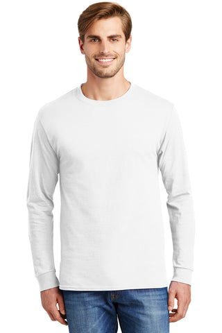 Hanes Authentic 100% Cotton Long Sleeve T-Shirt (White)