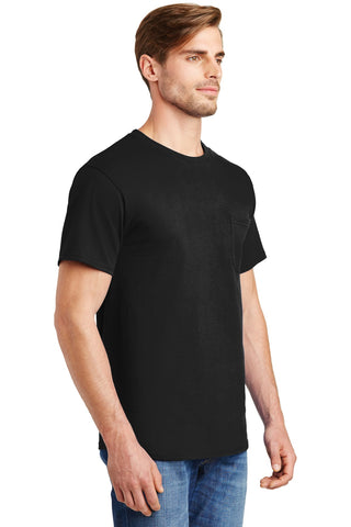 Hanes Authentic 100% Cotton T-Shirt with Pocket (Black)