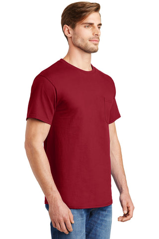 Hanes Authentic 100% Cotton T-Shirt with Pocket (Deep Red)