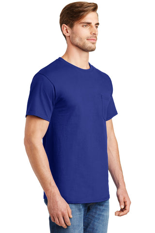 Hanes Authentic 100% Cotton T-Shirt with Pocket (Deep Royal)