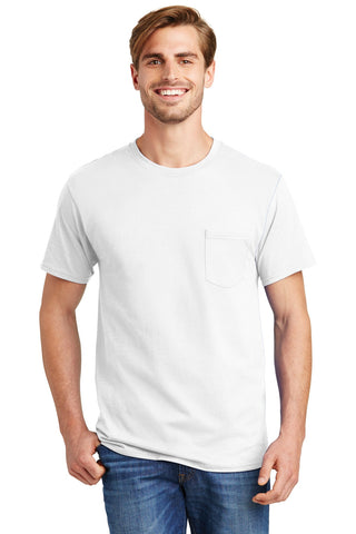 Hanes Authentic 100% Cotton T-Shirt with Pocket (White)