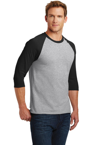 Gildan Heavy Cotton 3/4-Sleeve Raglan T-Shirt (Sport Grey/ Black)