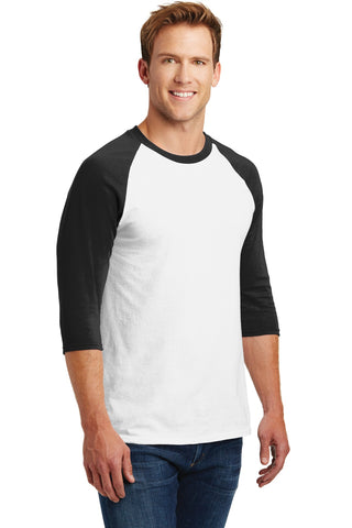 Gildan Heavy Cotton 3/4-Sleeve Raglan T-Shirt (White/ Black)
