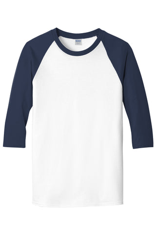 Gildan Heavy Cotton 3/4-Sleeve Raglan T-Shirt (White/ Navy)