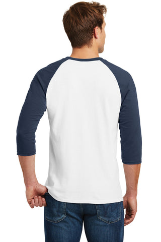 Gildan Heavy Cotton 3/4-Sleeve Raglan T-Shirt (White/ Navy)