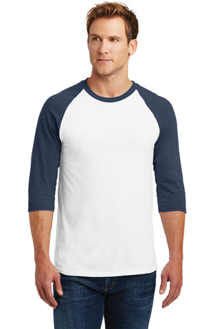 Gildan Heavy Cotton 3/4-Sleeve Raglan T-Shirt (White/ Navy)