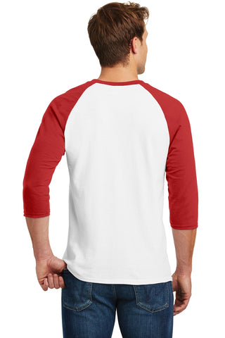 Gildan Heavy Cotton 3/4-Sleeve Raglan T-Shirt (White/ Red)