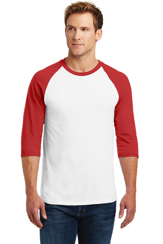 Gildan Heavy Cotton 3/4-Sleeve Raglan T-Shirt (White/ Red)