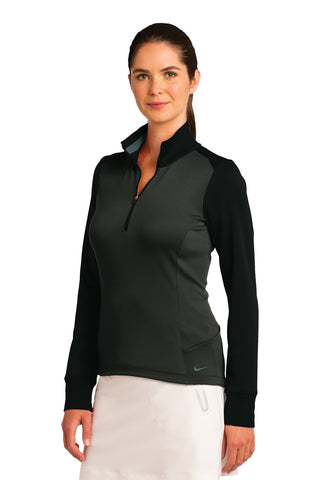 Nike Ladies Dri-FIT 1/2-Zip Cover-Up (Anthracite Heather/ Black)