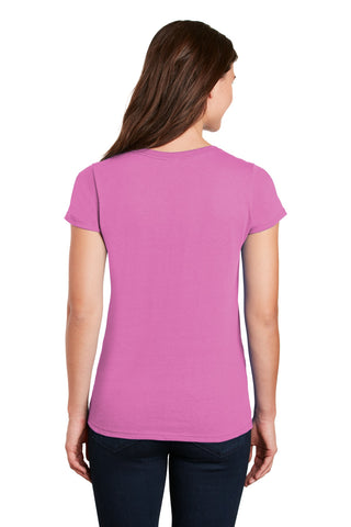 Gildan Ladies Heavy Cotton 100% Cotton V-Neck T-Shirt (Azalea)