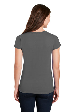 Gildan Ladies Heavy Cotton 100% Cotton V-Neck T-Shirt (Charcoal)