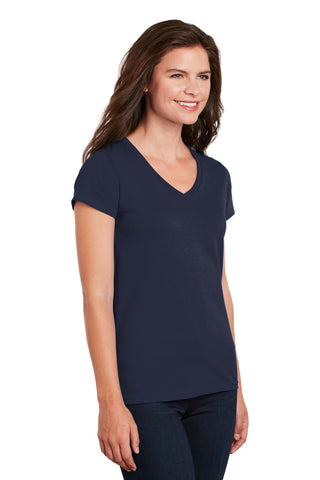 Gildan Ladies Heavy Cotton 100% Cotton V-Neck T-Shirt (Navy)