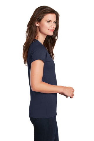 Gildan Ladies Heavy Cotton 100% Cotton V-Neck T-Shirt (Navy)