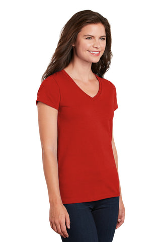 Gildan Ladies Heavy Cotton 100% Cotton V-Neck T-Shirt (Red)