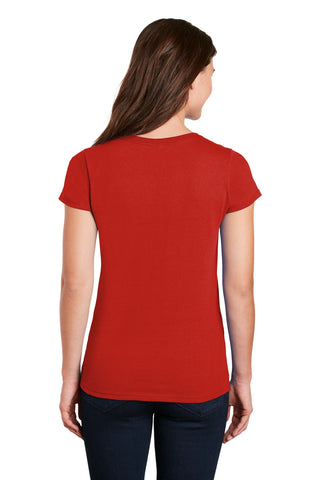 Gildan Ladies Heavy Cotton 100% Cotton V-Neck T-Shirt (Red)