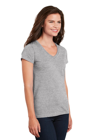 Gildan Ladies Heavy Cotton 100% Cotton V-Neck T-Shirt (Sport Grey)