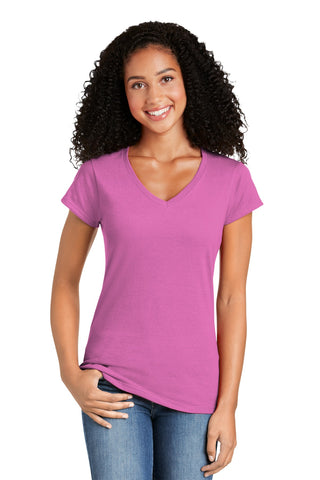 Gildan Softstyle Ladies Fit V-Neck T-Shirt (Azalea)