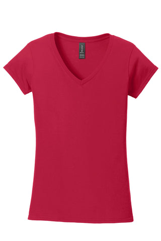 Gildan Softstyle Ladies Fit V-Neck T-Shirt (Cherry Red)