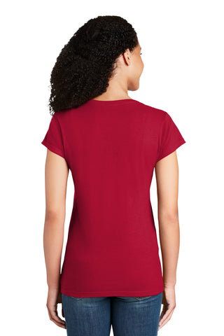 Gildan Softstyle Ladies Fit V-Neck T-Shirt (Cherry Red)