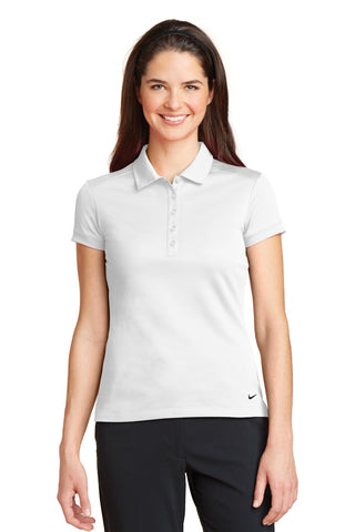 Nike Ladies Dri-FIT Solid Icon Pique Modern Fit Polo (White)