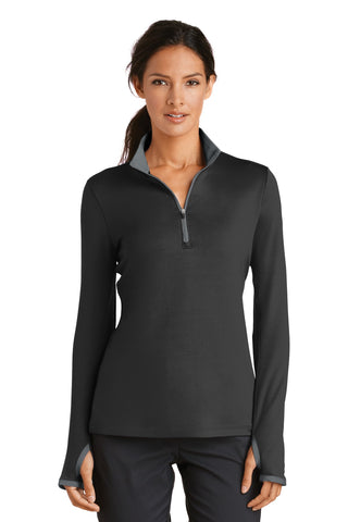 Nike Ladies Dri-FIT Stretch 1/2-Zip Cover-Up (Black/ Dark Grey)