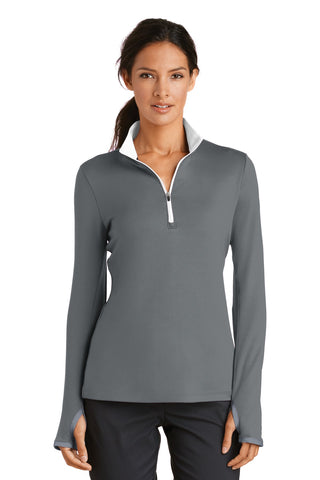 Nike Ladies Dri-FIT Stretch 1/2-Zip Cover-Up (Dark Grey/ White)