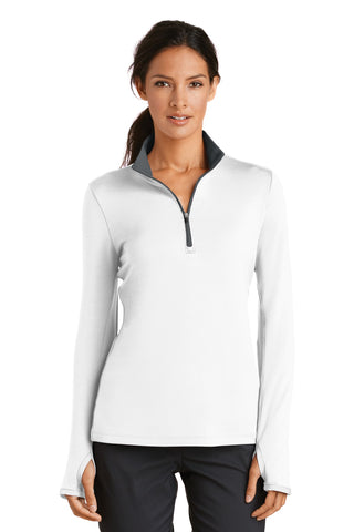 Nike Ladies Dri-FIT Stretch 1/2-Zip Cover-Up (White/ Dark Grey)