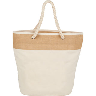 Printwear Jute Accent 12oz Cotton Canvas Rope Tote (Natural)