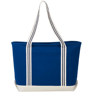 Printwear Atlantic Stripe 20oz Cotton Zippered Boat Tote (Navy)