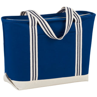 Printwear Atlantic Stripe 20oz Cotton Zippered Boat Tote (Navy)