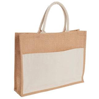 Printwear Jute Shopper Tote with Recycled Cotton Pocket (Natural)