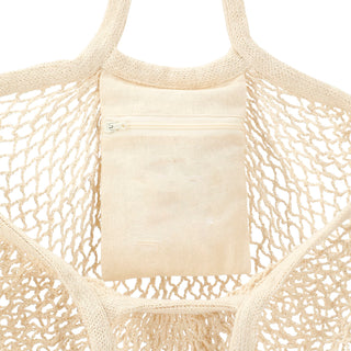 Printwear Riviera Cotton Mesh Market Bag w/Zippered Pouch (Natural)
