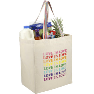 Printwear Rainbow Recycled 6oz Cotton Grocery Tote (Natural)