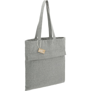 Printwear Recycled Cotton Herringbone Tote w/Zip Pocket (Dark Gray)