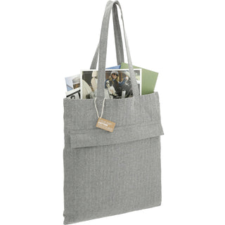 Printwear Recycled Cotton Herringbone Tote w/Zip Pocket (Dark Gray)