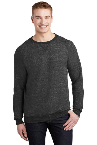 Jerzees Snow Heather French Terry Raglan Crew (Black Ink)