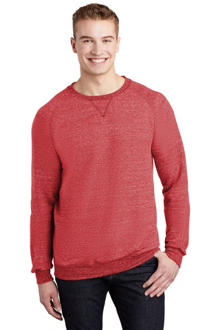 Jerzees Snow Heather French Terry Raglan Crew (Red)