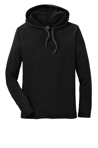 Gildan 100% Ring Spun Cotton Long Sleeve Hooded T-Shirt (Black/ Dark Grey)