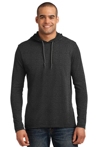 Gildan 100% Ring Spun Cotton Long Sleeve Hooded T-Shirt (Heather Dark Grey/ Dark Grey)