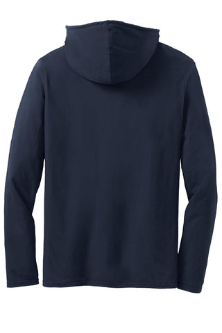 Gildan 100% Ring Spun Cotton Long Sleeve Hooded T-Shirt (Navy/ Dark Grey)