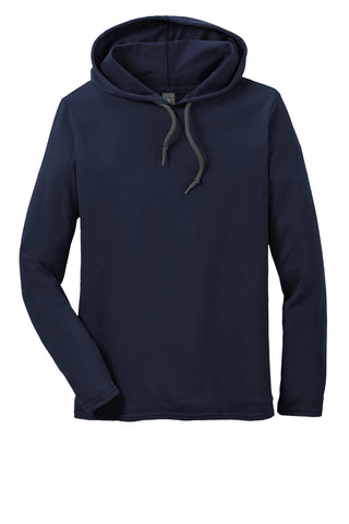 Gildan 100% Ring Spun Cotton Long Sleeve Hooded T-Shirt (Navy/ Dark Grey)