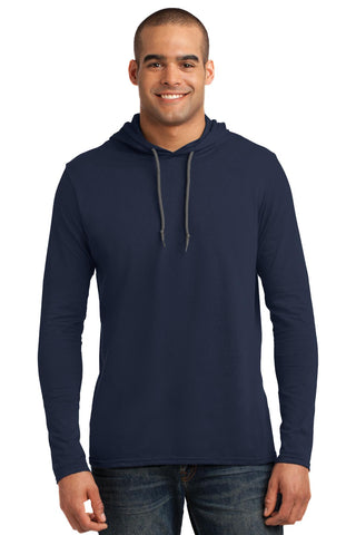 Gildan 100% Ring Spun Cotton Long Sleeve Hooded T-Shirt (Navy/ Dark Grey)