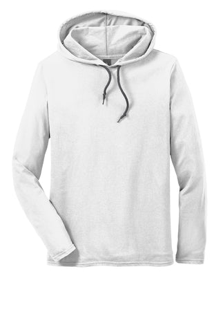 Gildan 100% Ring Spun Cotton Long Sleeve Hooded T-Shirt (White/ Dark Grey)