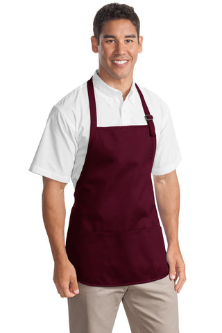 Port Authority Medium-Length Apron with Pouch Pockets (Maroon)