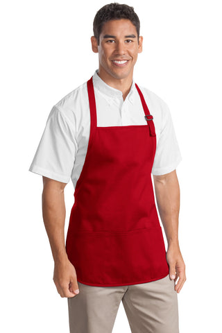 Port Authority Medium-Length Apron with Pouch Pockets (Red)