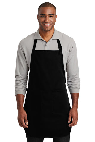 Port Authority Full-Length Two-Pocket Bib Apron (Black)