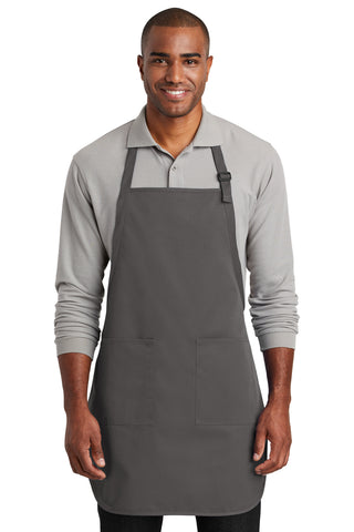 Port Authority Full-Length Two-Pocket Bib Apron (Charcoal)