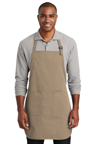 Port Authority Full-Length Two-Pocket Bib Apron (Khaki)