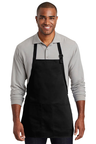 Port Authority Medium-Length Two-Pocket Bib Apron (Black)